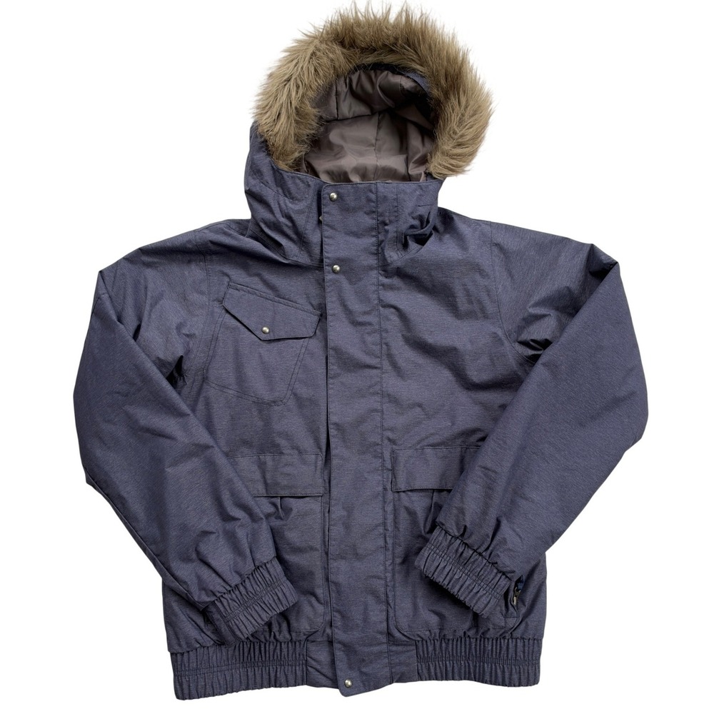 Burton Dryride Snowboard Jacket Women Large Blue Excellent Faux Fur Hood